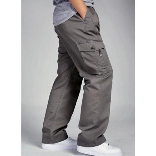 New Autumn Winter Mens Cargo Pants Cotton Pocket Joggers Harem Pants Casual Loose Wide Leg Long Trousers