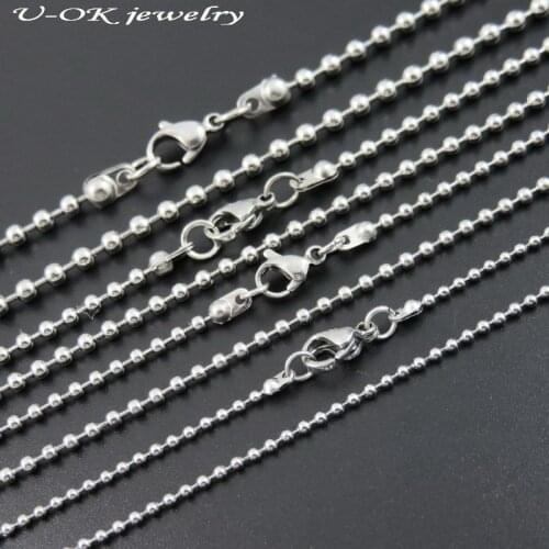 1.5/2.0/2.4/3.0/4.0mm Stainless Steel Ball Bead Chain Necklace Fashion Dogtags Chain Keychain