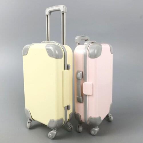 2Color Plastic Travel Luggage Case Trunk Mini Suitcase Doll Accessories for Barbie Dollhouse Furniture Chindren DIY Toys