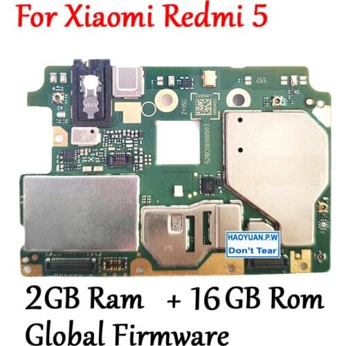 Global Firmware Tested Full Work Original Unlock Motherboard For Xiaomi Hongmi Redmi 5 2GB+16GB Logic Circuit with Chips