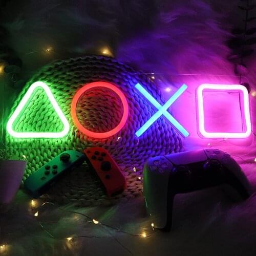 Gaming Neon Lights Signs for Playstation Icon Bedroom Wall Decor, USB Powered Switch LED Neon Light for Game Room, Living Room