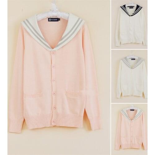 Preppy Style Cosplay Cardigan Sweater Women School Uniform Sailor Collar Cardigan JK Japanese School Uniforms Knitted Sweater
