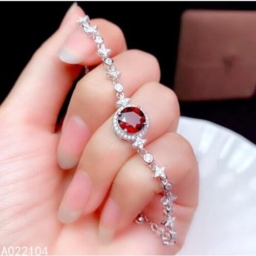 KJJEAXCMY fine jewelry 925 sterling silver inlaid Natural garnet women luxury fashion round OL style gem hand bracelet support d