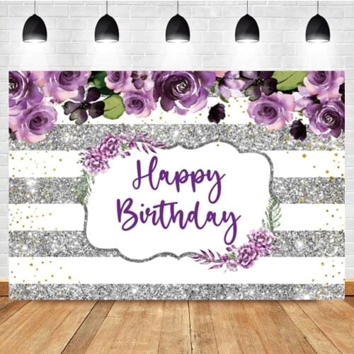 Laeacco Silver Diamond Stripes Birthday Background Flower Wall Baby Show Custom Photo Photography Backdrop For Photo Studio