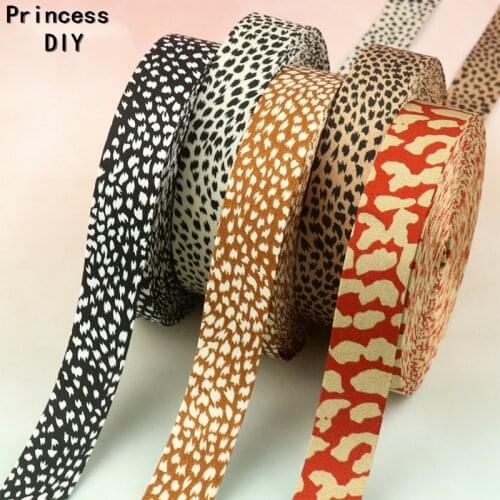 5M 10mm 25mm 40mm Layering Cloth Fabric Tape Leopard Print Ribbon Print Cotton Trim DIY Hair Bow Tie Collar Hand Craft Material