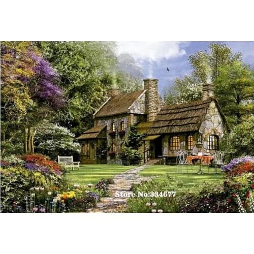 Forest house hut scenery-Counted Cross Stitch Kits Needlework Embroidery Crafts 14ct Unprinted DIY Arts Handmade Home Decor