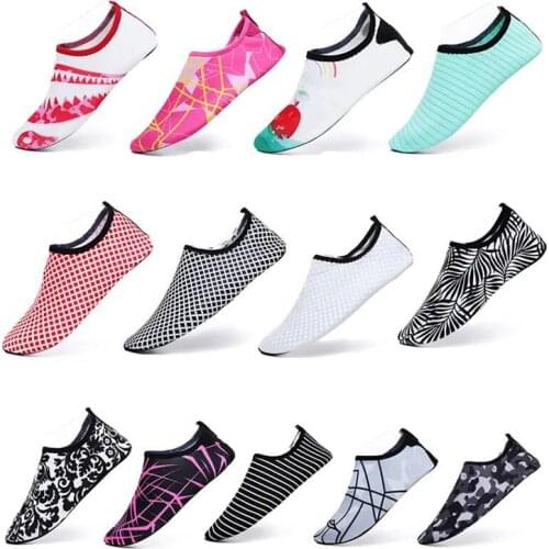 Summer Unisex Quick-drying Fruit Camo Cube Striped Diving Swimming Snorkeling Beach Shoes Seaside Travel Barefoot Aqua Shoes