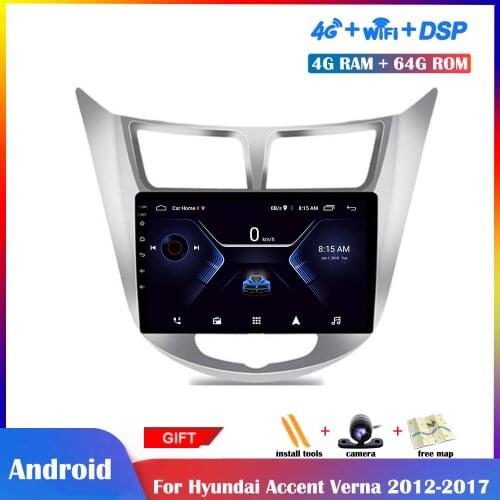 10.1 inch Android Multimedia Player For Hyundai Accent Verna 2012-2017 Car Radio Stereo GPS Navigation Wifi Bluetooth DSP Car
