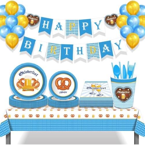 German Germany Oktoberfest Carnival Circus Festival Theme Disposable Tableware Sets Happy Beer Wine Party Decoration