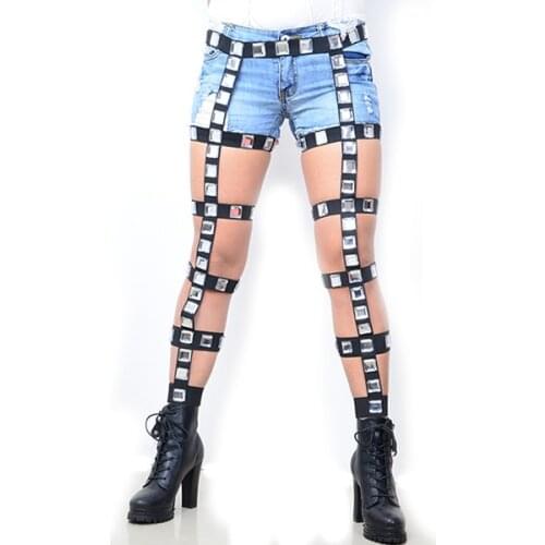NEW fashion black sexy harajuku garters wedding women body harness leg garter gothic bondage harness fetish Punk Pole dance