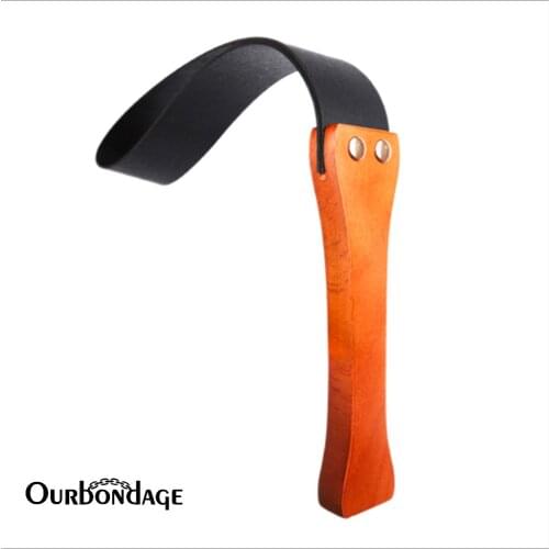Ourbondage PU Leather Vintage Belt Whip BDSM Wooden Bundled Whip Handle Spanking Adult Sex Toy For Men and Women