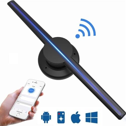 10pcs Upgraded 42cm/16.54" Wifi 3D Holographic Projector Hologram Player LED Display Fan Advertising Light APP Control