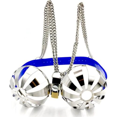 Adjustable bust Stainless steel female breathable brassiere breast bondage belts cosplay chastity bra cup bdsm fetish sex toy