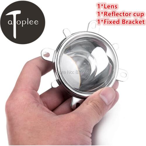 Brand NEW 56.5mm Round Optical Glass LED Lens+57mm Reflector Cup+61mm Fixing Bracket 3 in 1 For 5W 10W 20W Round LED