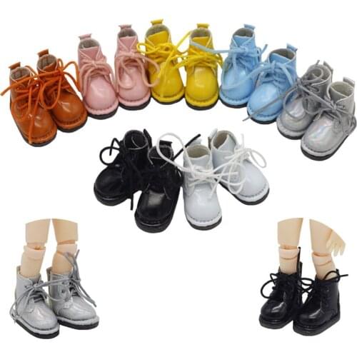 New 16cm BJD Ob11 Doll Shoes Glossy Laser Boots Leather Shoes 1/12 Doll House GSC Obitsiu 11 Universal Accessory Xmas Gifts