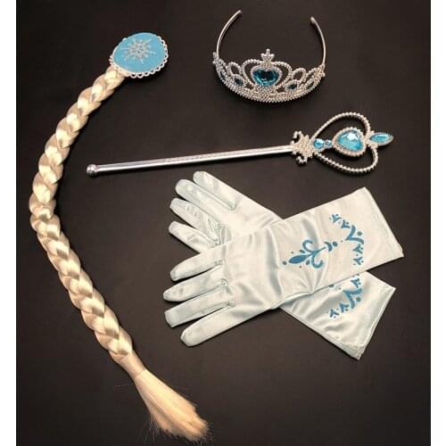 Party Princess Toys for Girls Crown Set Tiara Hair Accessories Glove for Kids Brand Tiara Cosplay Crown Wig Magic Wand