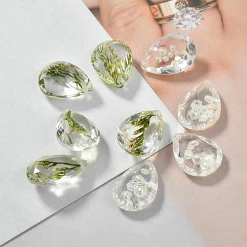 Spring style 40pcs/lot branches/beads core decoration cartoon water drop shape resin beads diy jewelry earring accessory