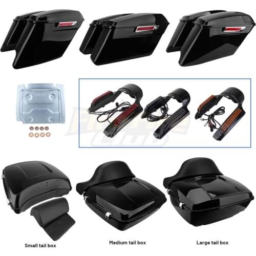 Motorcycle LED Tail Light Rear Fender Extension Fascia Metal Base Plate Side Luggage Case ABS Saddlebags Box For Harley Touring