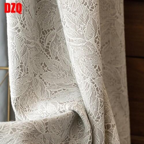 Japanese pastoral style curtain cloth simple shading literary jacquard lace curtain for bedroom living room
