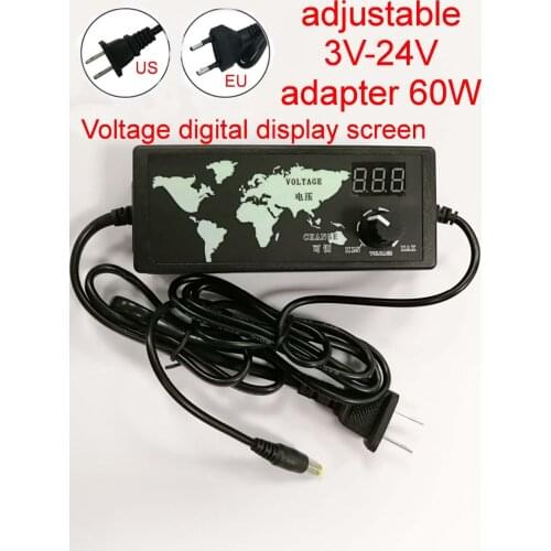 1pcs 60W Universal AC EU Plug in Power Adapter 3v 4.5v 5v 6v 7.5v 9v 12v 13.5V 14V 15V 18V 23V 24V 2.5A charger power supply