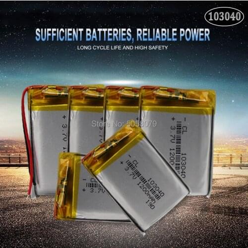10pc 1200mAh 3.7V 103040 Lithium Polymer LiPo Rechargeable Battery For MP3 MP4 GPS PSP VR DVR DVD mobile video game Tablet Pow