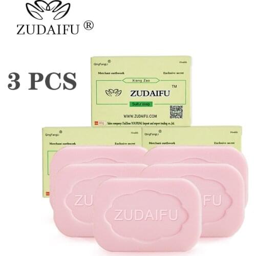 3 pcs ZUDAIFU Sulfur soap natural Anti Fungus Remove Psoriasis Eczema Oil-Control Perfume Butter Bubble Bath Healthy Soaps Skin