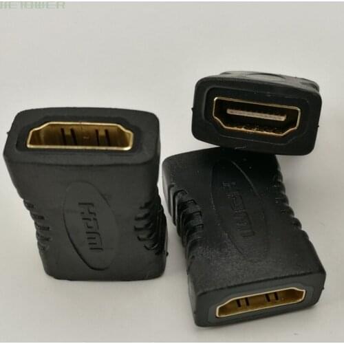 300PCS/LOT High Quality Black HDMI Female To HDMI Female Connector Extender HDMI Cable Cord Extension Adapter Converter 1080P
