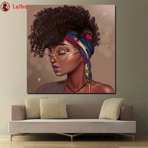 5d diy diamond painting Abstract art black girl Diamond Embroidery 3d cross stitch FULL square round diamond mosaic kit decor
