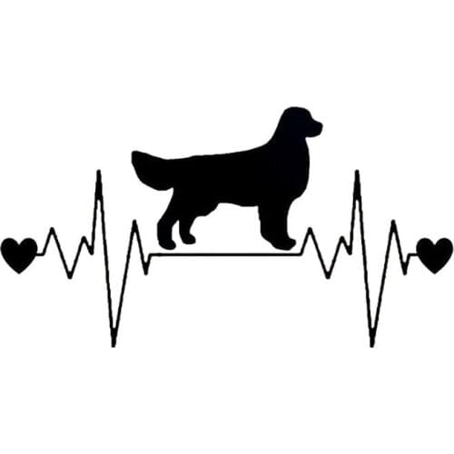 Creative Car Sticker Golden Retriever Heartbeat Lifeline Accessories Reflective Vinyl Decal Black/Silver,9cm*19cm