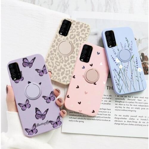 For Xiaomi Redmi 9T Case Flower Magnetic Ring Holder Silicone Phone Cover For Xiaomi Redmi9T Redmi9 T Protective Back Cover Etui