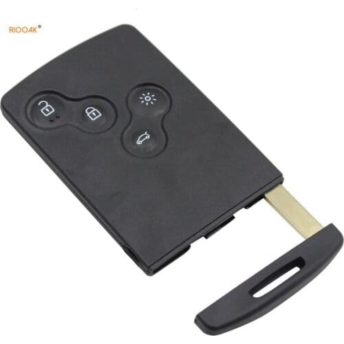 RIOOAK New 4 Button Auto Car Key Shell Case fob for Renault Laguna Koleos Megane Remote Key Card with Insert Uncut Blank Blade
