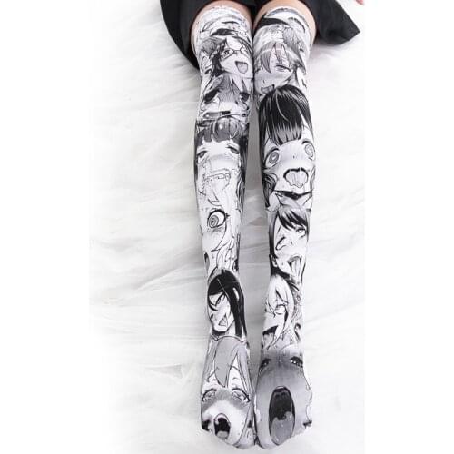 Anime cosplay Printed Stockings Lolita Gothic Velvet Overknee Tights Socks Women Girls Socks Long Knee Stockings sexy costume