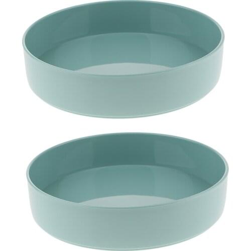 2xGreen Dia.33cm Plastic Ikebana Flower Vase Holder Suiban Pot Tray Art Arrangment Tool