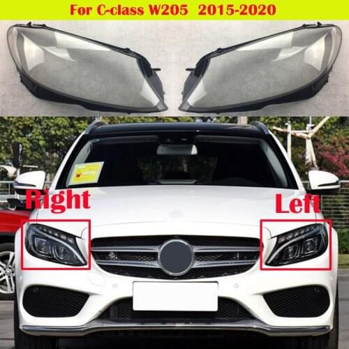 For Mercedes-Benz C-class W205 Car transparent lampshade lamp shell Front headlamp glass cover 2015-2020