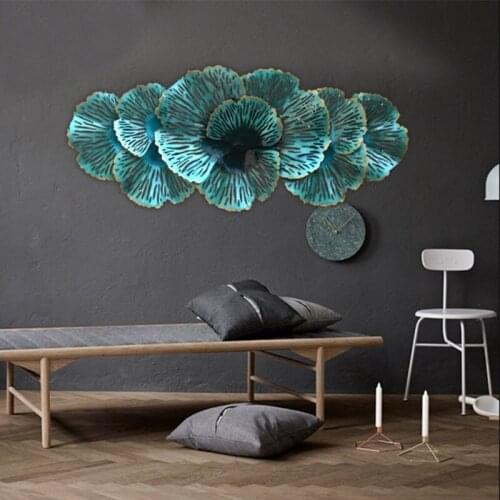 European Iron Art Lotus Wall Decoration Hotel Wall Soft Decoration Lotus Leaf Pendant Villa Club Metal Wall Hanging