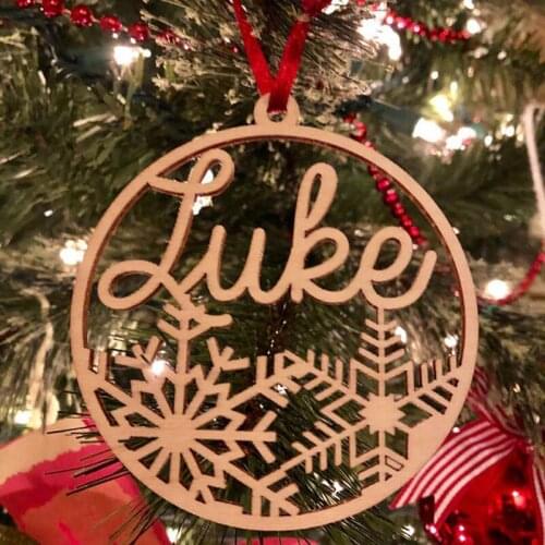 Personalized name Ornaments, Custom Name Snowflake Ornament, Wood Christmas Decoration, Name Snowflake