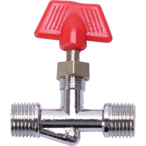 Hot 15/32" Male to Male Thread Inline Manual Valve for Air Compressor Red+Silver