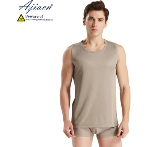 Genuine anti-electromagnetic radiation mens underwear vest set 5g communication EMF shielding silver fiber underwear set