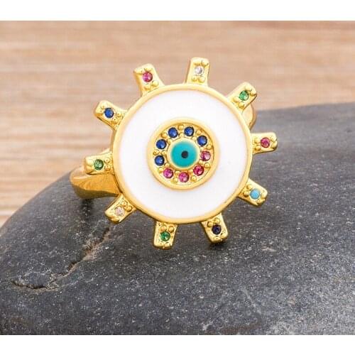 Hot Sale Classic 4 Colors Choice Evil Eye Rings For Women Girls Charm Fingers Ring Top Quality Copper CZ Party New Year Jewelry