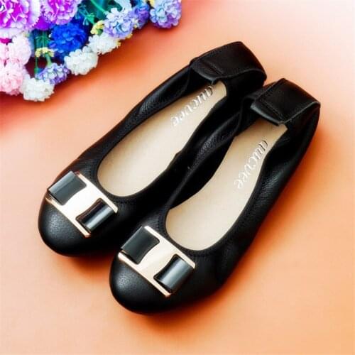AUCVEE Large Size 43 44 Women Shoes Foldable Ballet Flats Spring Summer Casual Loafers Round Toe Flats Shoes Woman Zapatos Mujer