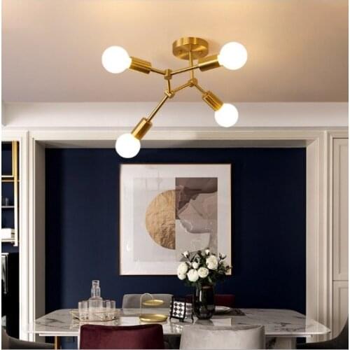 Postmodern minimalist copper lamp holder ceiling lamp geometry living room lamp bedroom lamp molecular lamp factory direct sales