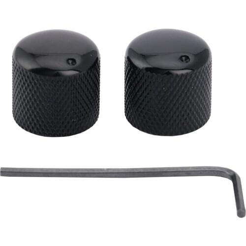 Musiclily Pro 6mm Steel Dome Knobs with Set Screw and Indicator Dot for Telecaster Guitar or Precision Bass, Black (Set of 2)