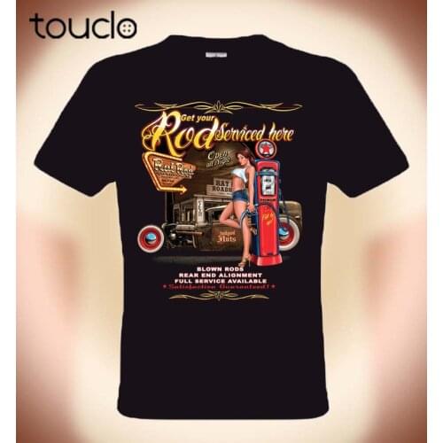 Mens High Quality Tees Motor Freak Rockabilly T-Shirt Hot Rod Service & Hot Girls (3XL Available) O-Neck Teenage T-Shirt