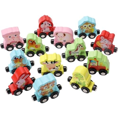 13pcs Wooden Train Set Toy For 2 - 3 Year Old Boys Best Toys Gift
