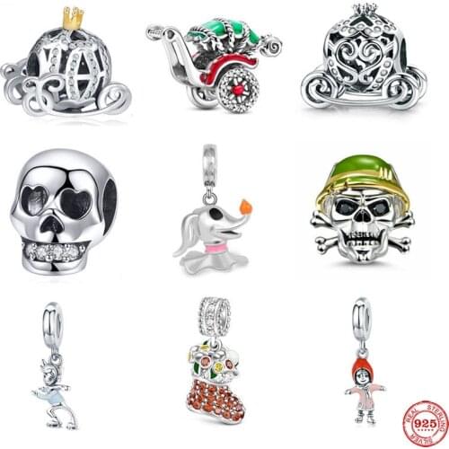 New arrival free shipping skull pumpkin car girl boy dangle diy Bead fit Original Pandora charms silver 925 for women jewelry