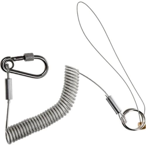 New 1.5m Retractable Fishing Lanyard Steel Wire Coiled Tether Secure Plier Grip Tackle Tool Safety Boating Fishing Accessory