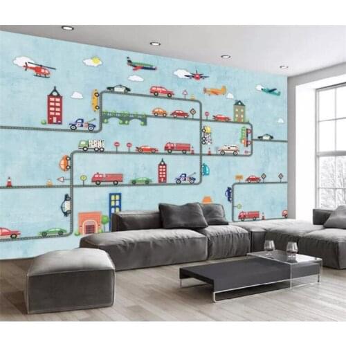 Papel de parede 3D photo mural wallpaper for walls 3 d cinema backdrop large Cartoon car children room wall paper roll