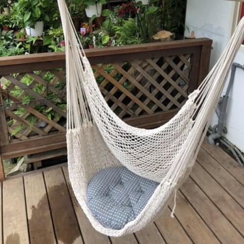 Portable Large Cotton Rope Hanging Chair Wide Scope of Application Fashionable Natural White Comfortable Hammock Chair