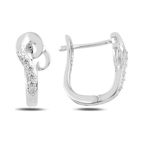 Silver 925 Sterling Zircon Cubic Zirconia J Earrings