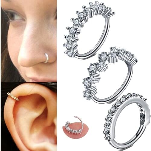 18G Septo Nose Hoop Lip Earrings Ear Cartilage Tragus Helix Daith Cartilage Rook Snug Conch Rings Real Septum Clicker Piercing
